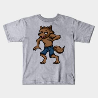 Cute Anthropomorphic Human-like Cartoon Character Wolf in Clothes Kids T-Shirt